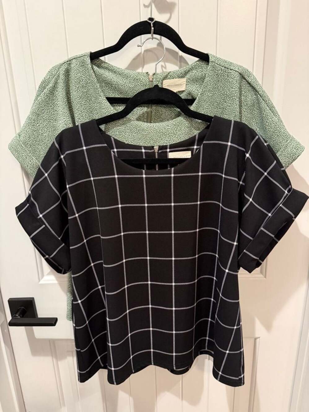 Melloday Women's Short Sleeve Blouse Bundle, Set of 2 Size L